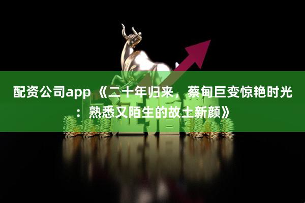 配资公司app 《二十年归来，蔡甸巨变惊艳时光：熟悉又陌生的故土新颜》